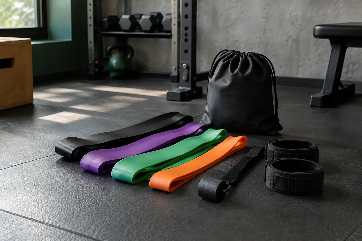 Bandes de résistance Fokky en quatre coloris avec ancrage de porte, coussinets et sac de transport
