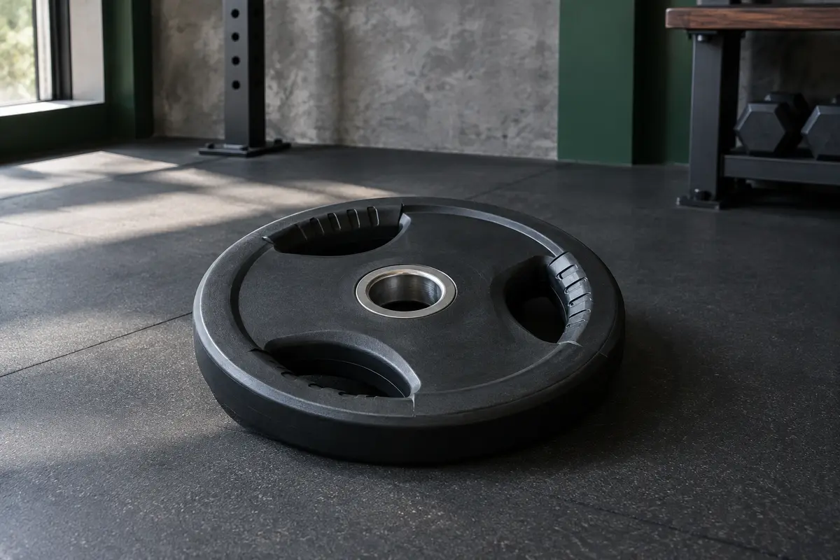 Disque olympique Tri-Grip de 20 kg avec revêtement en caoutchouc et trois ouvertures de préhension