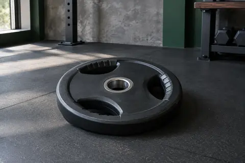 Disque olympique Tri-Grip de 20 kg avec revêtement en caoutchouc et trois ouvertures de préhension