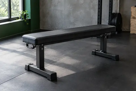 Banc de musculation plat pliant Winnow avec coussin rembourré, cadre en acier et poignée de transport