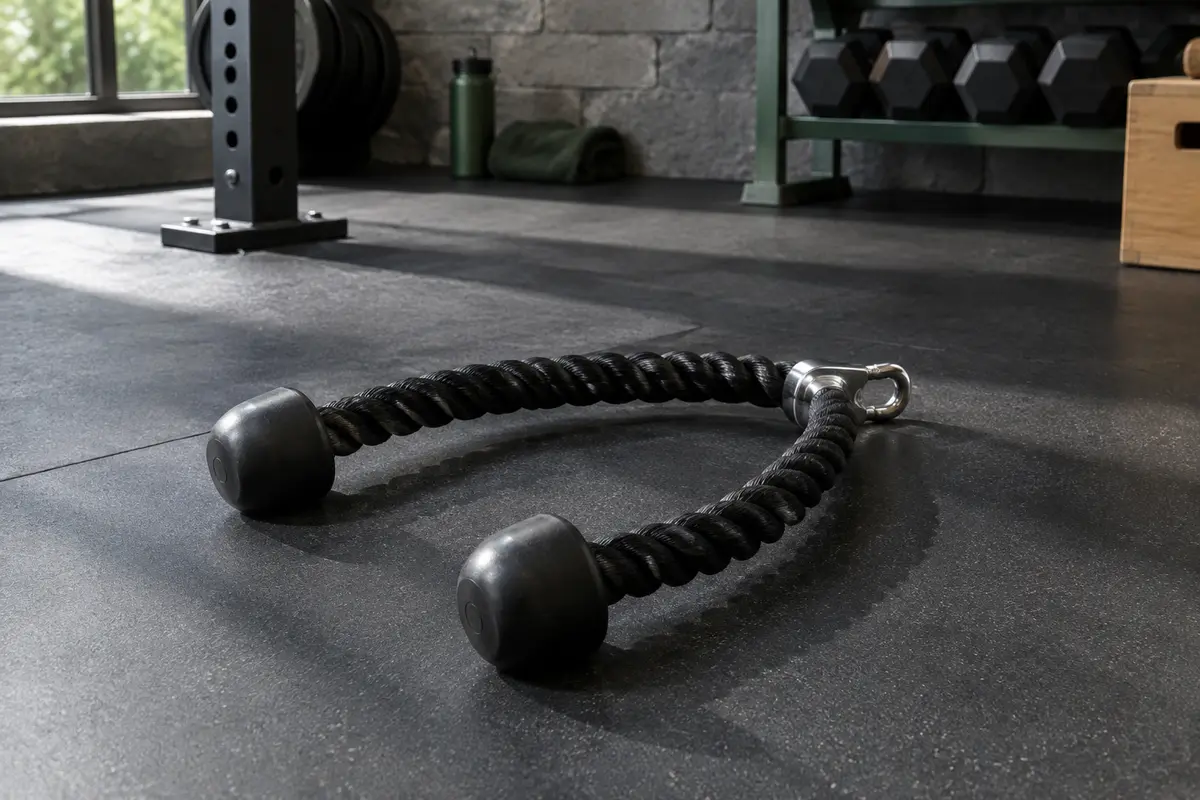 Corde à triceps Yes4All en nylon tressé avec butées en caoutchouc et attache chromée